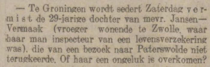 De moord op Wilhelmina Jansen kratenartikel van 26 september 1916